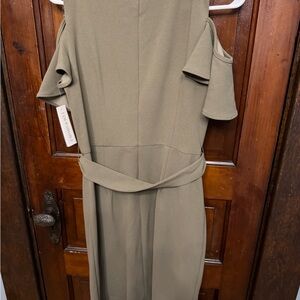 Shelby & Palmer Khaki Cold Shoulder Dress